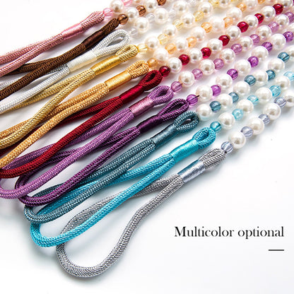 Visland 2 Pack Acrylic Pearl Curtain Tie Backs Curtain Hooks, Elegant Beads Curtain Rope Straps, Decorative Holdbacks Curtain Holders, 29in Golden Yellow