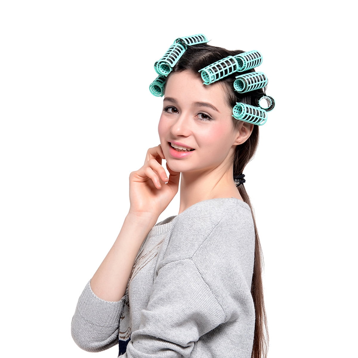 CIYAPED 30 Pieces Plastic Hair Rollers Curlers Snap Rollers Self Grip Rollers Hairdressing Curlers No Heat Hair Curlers for DIY Hairdressing Hair Salon Hair Barber Yellow/Green/Red/Purple.