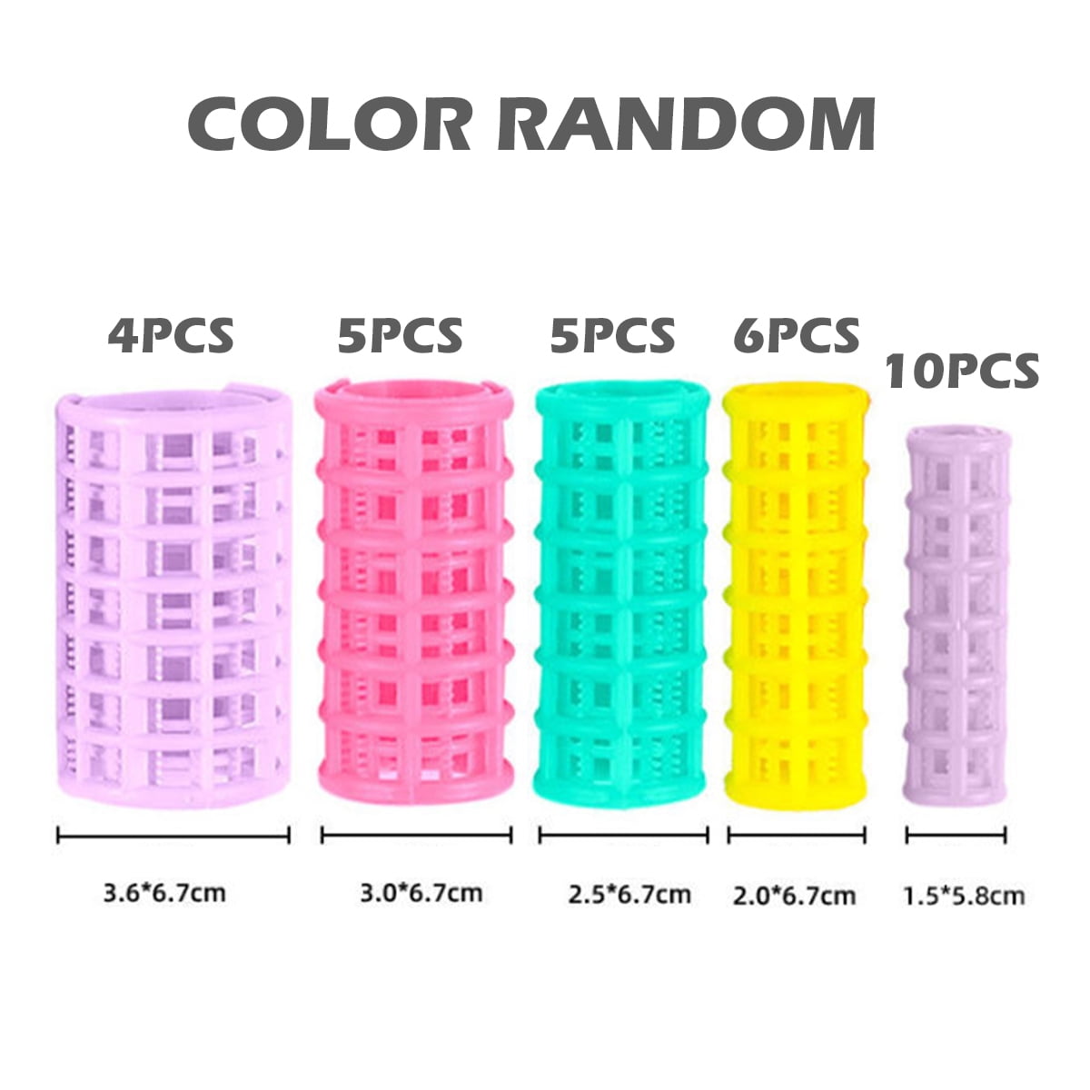 CIYAPED 30 Pieces Plastic Hair Rollers Curlers Snap Rollers Self Grip Rollers Hairdressing Curlers No Heat Hair Curlers for DIY Hairdressing Hair Salon Hair Barber Yellow/Green/Red/Purple.