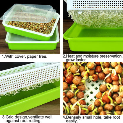 Tutuviw BPA Free Hydroponics Soilless Seeds Sprouter Microgreen Seed Sprouter Trays Seed Germination Double Tier Grow Trays with Lid 1PCS-Seed Sprouter Tray+Lid