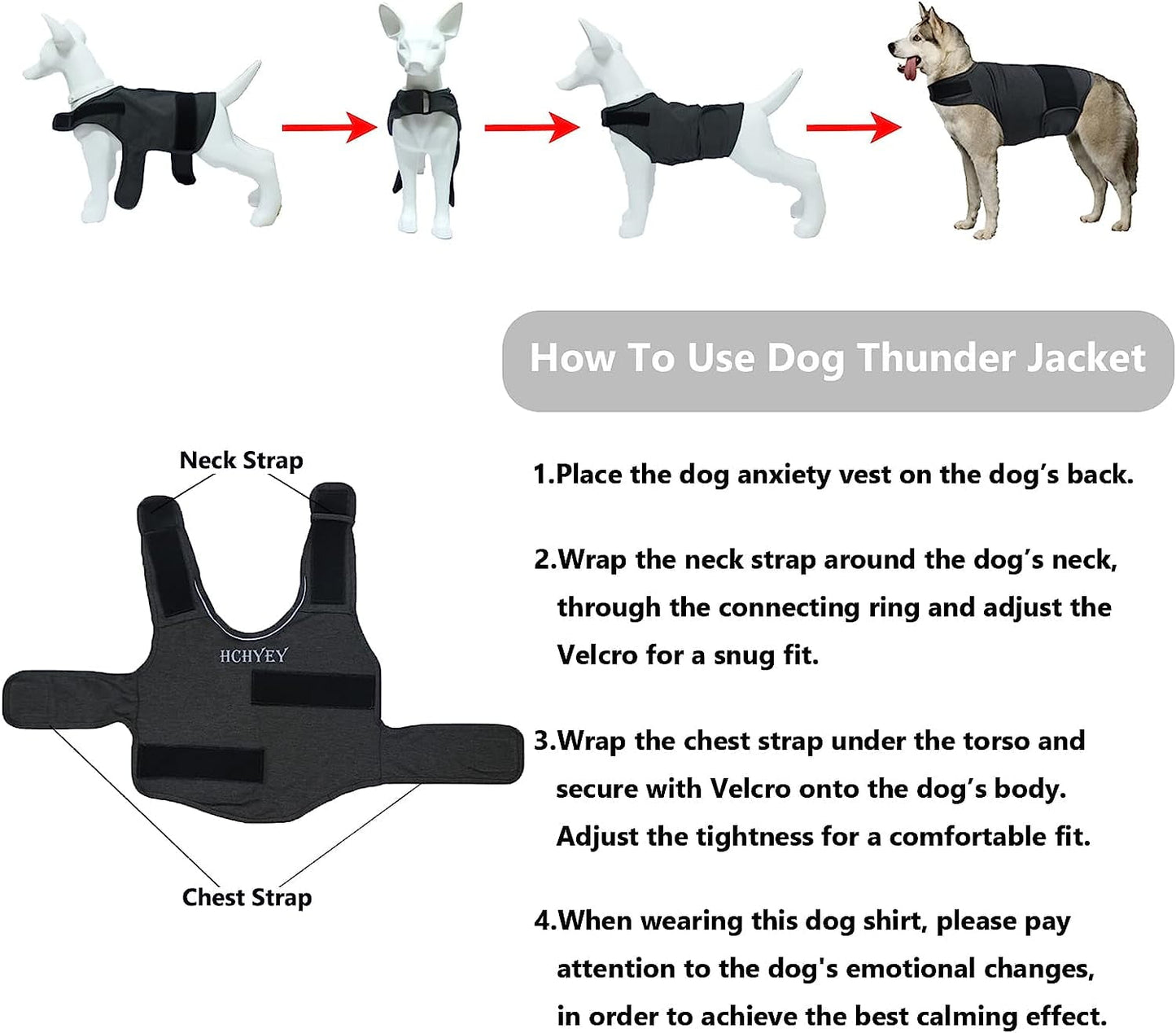 Dog Jacket, Skin-Friendly Dog Calming Vest - Dog Shirt for Thunder, Fireworks and Separation - Keep Pet Calm Without Medicine & Training, Anti Anxiety Vest for Dogs XL Dark Grey