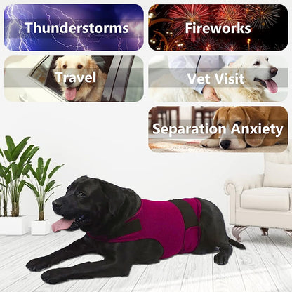 Dog Jacket, Skin-Friendly Dog Calming Vest - Dog Shirt for Thunder, Fireworks and Separation - Keep Pet Calm Without Medicine & Training, Anti Anxiety Vest for Dogs XS Rose Red