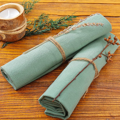 Holzlrgus Cotton Linen Napkins Bulk 17"x17" Stonewashed Cloth Dinner Napkins Rustic Thick Table Napkins for Fall Thanksgiving Christmas Party Wedding Decoration (Set of 4, Sage) Sage