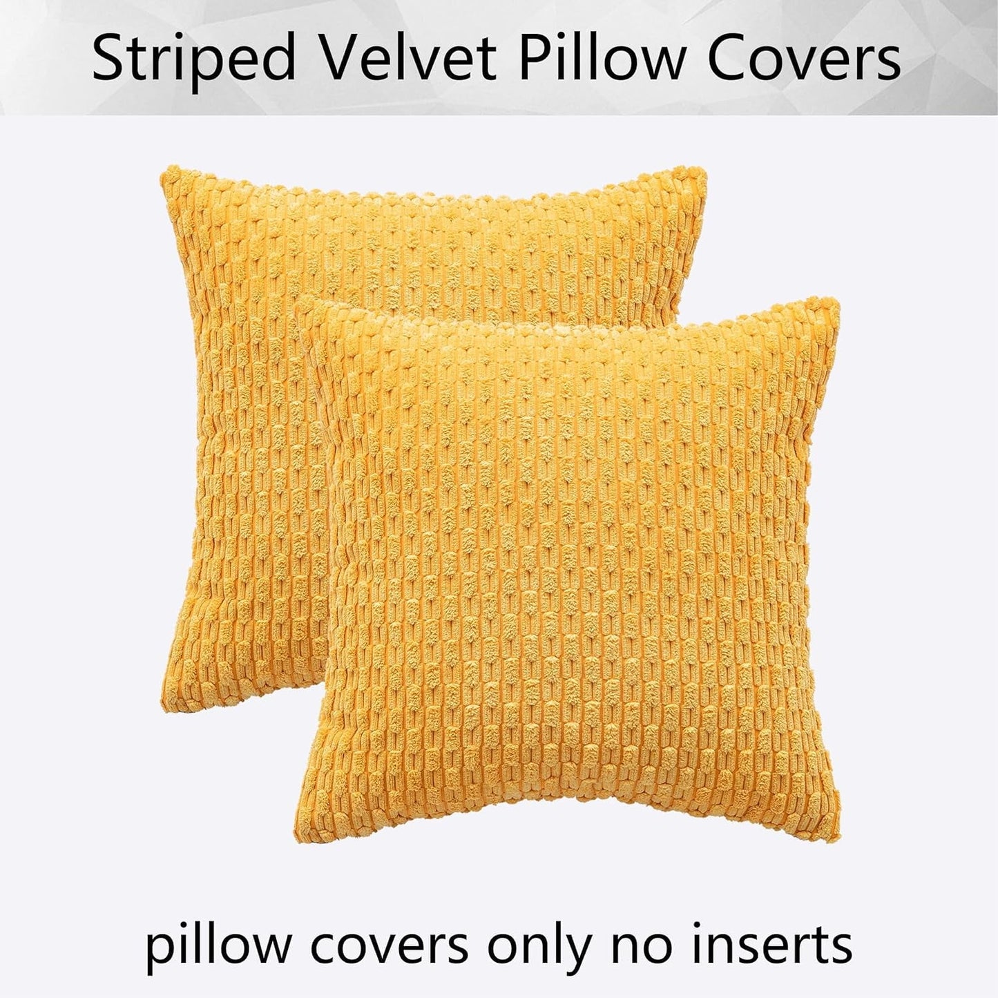 Holzlrgus Fall Set of 2 Striped Textured Velvet Corduroy Decorative Europe Sham Seasonal Autumn Throw Pillow Cushion Cover for Couch, (60x60 cm, 24inch), Burnt Brick 24 x 24-Inch Yellow