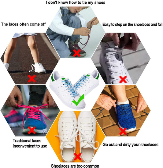 4Pairs No Tie Elastic Shoe Laces Adjustable Tieless Shoelaces, One Size Fits All Adult & Kids(Black, White, Red, Pink) Black, white, red, pink