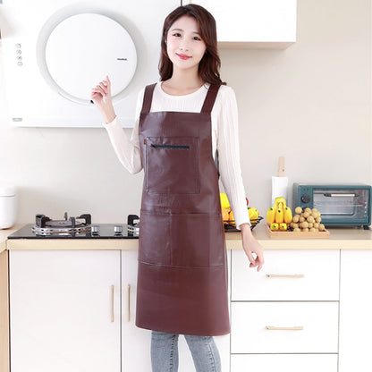 Waterproof Rubber Vinyl Apron - Heavy Duty Model - Stay Dry - Industrial Chemical Resistant Plastic - Leather Apron for Kitchen, Cooking, Dishwashing, Dog Grooming - Black Dark Red