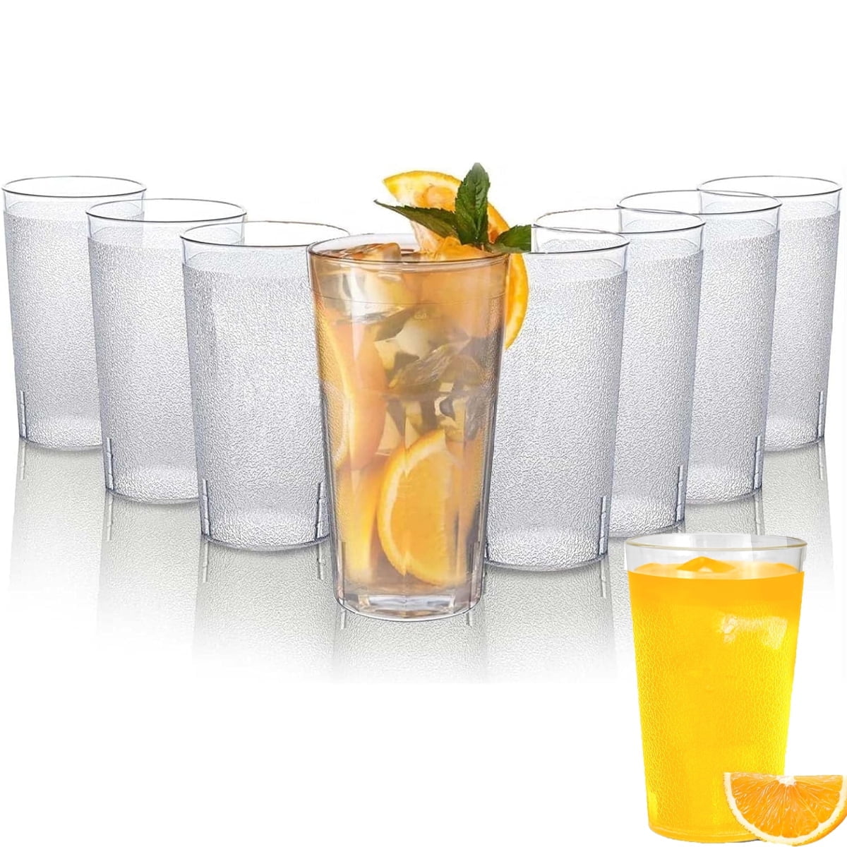 12oz Tumbler Beverage Cups, Clear Plastic Cup, Stackable Drinking Cups, Drink Tumblers for Hotel Cafe, Party & Catering Supplies, Restaurant Grade Cups, Clear, Set of 8 8oz