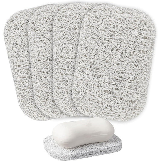 Lierteer 5PCS Shower Soap Bar Saver Lift Holder Dish Sponge Rack Tray Fast Dry Non-Slip white
