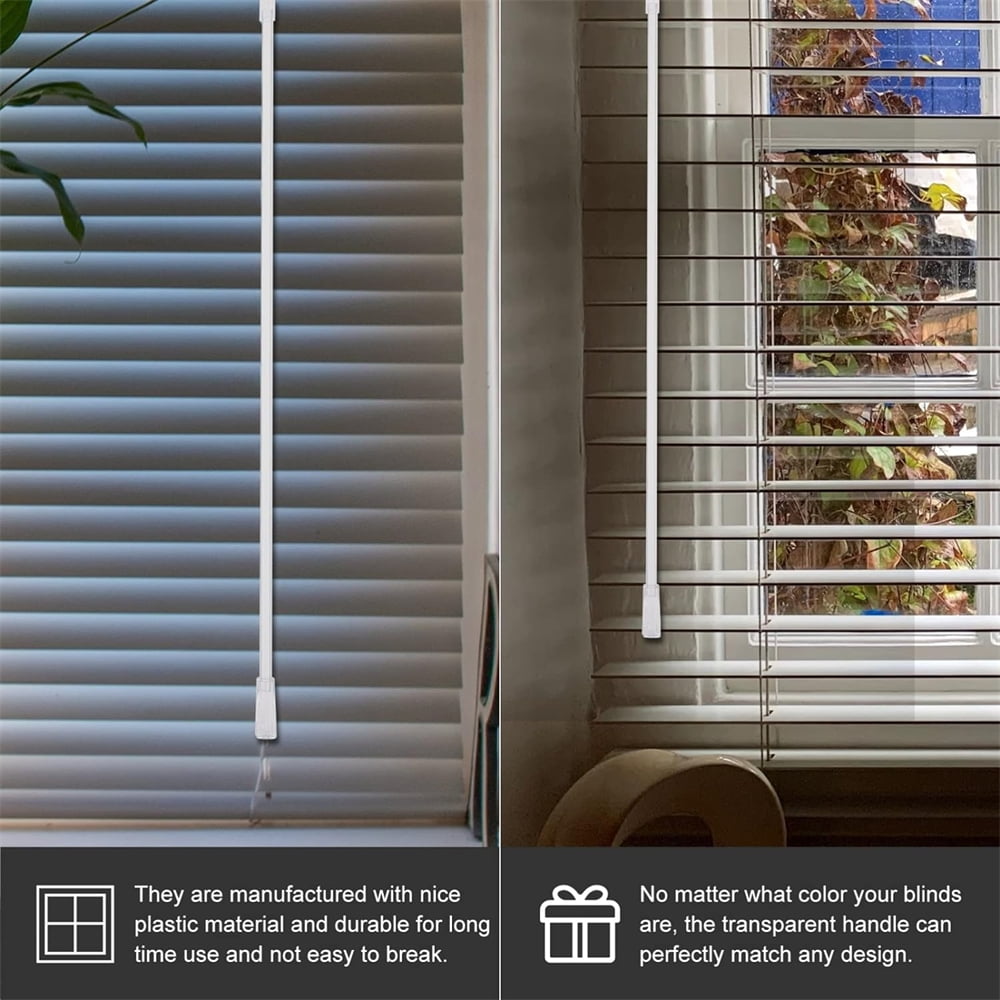 Tutuviw 17 Inches Blind Tilt Wand with Hook and Handle, Acrylic Clear Blind Rod Replacement, Blind Opener Stick Long, Vertical Blind Wand Control Part Opener Accessory (2 Sets)