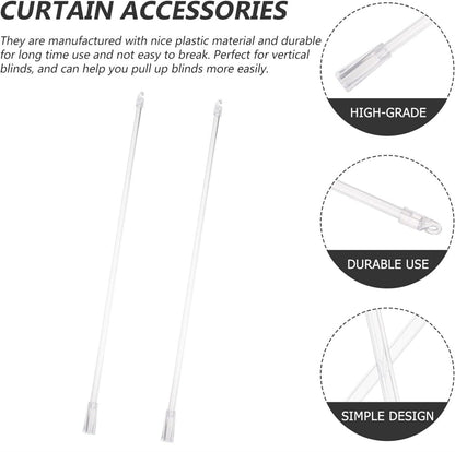 Tutuviw 17 Inches Blind Tilt Wand with Hook and Handle, Acrylic Clear Blind Rod Replacement, Blind Opener Stick Long, Vertical Blind Wand Control Part Opener Accessory (2 Sets)