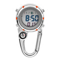 Digital Carabiner Watch Luminous Anti-scratch Precise Backpack Belt Pocket Clip on Watch for Outdoor Orange