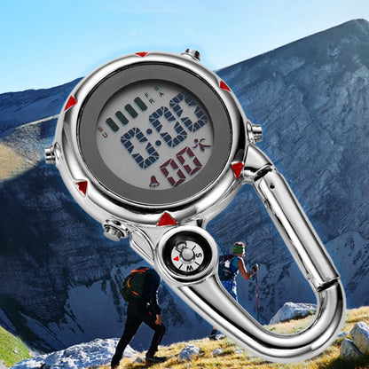 Digital Carabiner Watch Luminous Anti-scratch Precise Backpack Belt Pocket Clip on Watch for Outdoor Orange