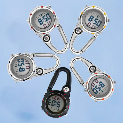 Digital Carabiner Watch Luminous Anti-scratch Precise Backpack Belt Pocket Clip on Watch for Outdoor Orange
