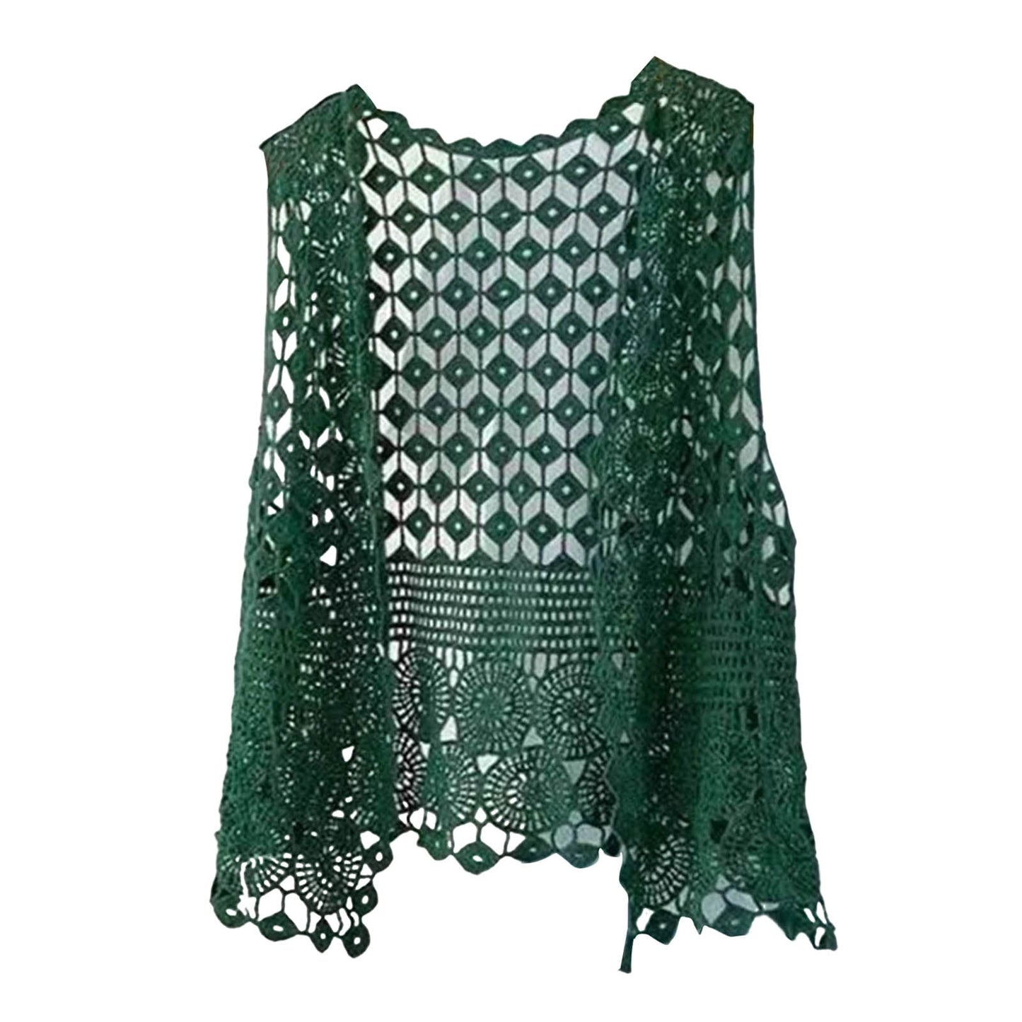 Women Vest Women's Sleeveless Knitted Hollow Vest Retro Crochet Cardigan for Summer Spring Autumn Sleeveless Cardigan One Size Apricot