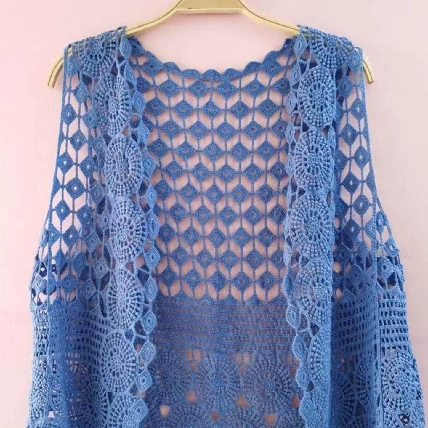 Women Vest Women's Sleeveless Knitted Hollow Vest Retro Crochet Cardigan for Summer Spring Autumn Sleeveless Cardigan One Size Apricot