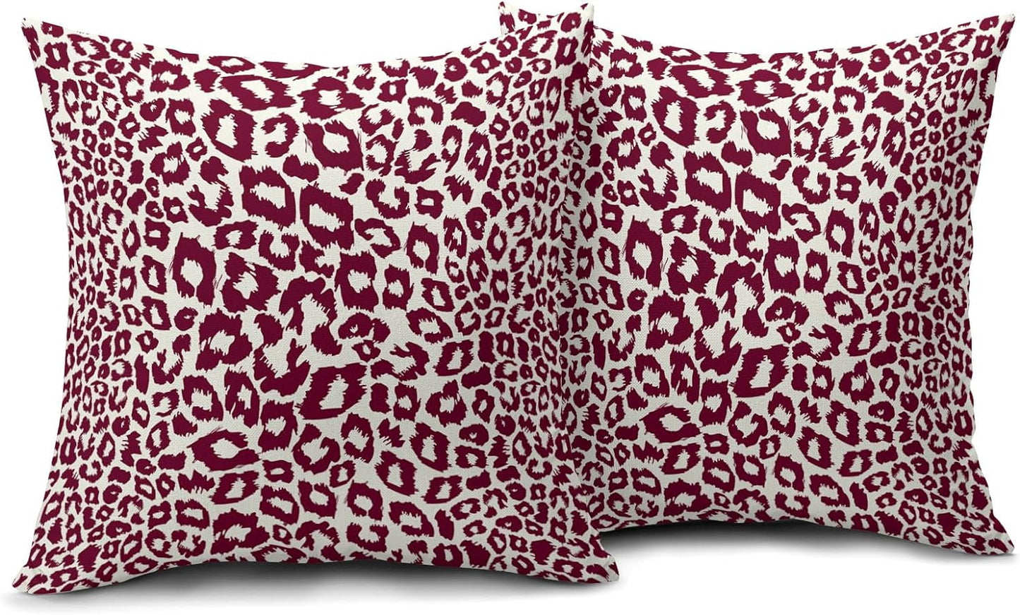 Lime Green White Leopard Print Pillow Covers 18x18 Inch Set of 2 Cheetah Animal Spots Decorative Throw Pillows For Couch Farmhouse Chinoiserie Pillow Cases Home Decor For Room Sofa Bed Porch Outdoor 16" x 16" Gray Leopard