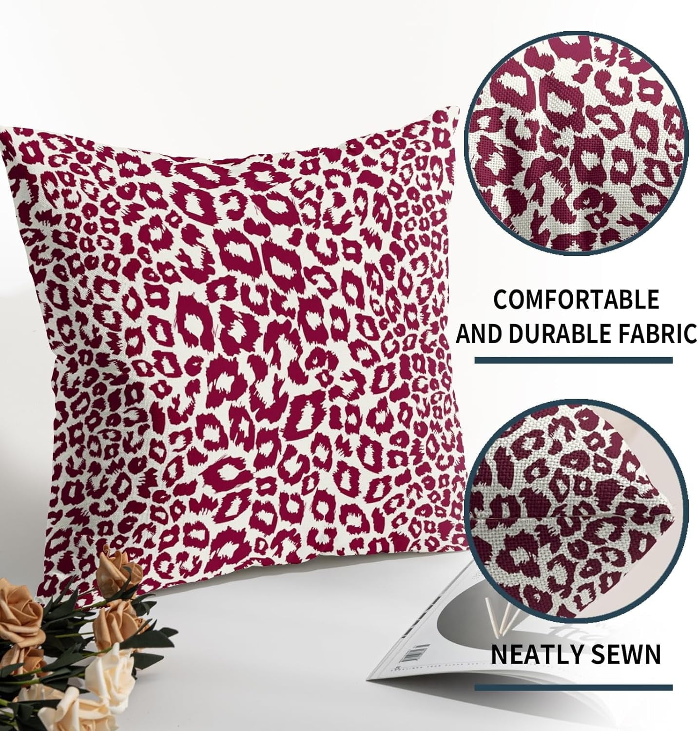 Lime Green White Leopard Print Pillow Covers 18x18 Inch Set of 2 Cheetah Animal Spots Decorative Throw Pillows For Couch Farmhouse Chinoiserie Pillow Cases Home Decor For Room Sofa Bed Porch Outdoor 16" x 16" Gray Leopard