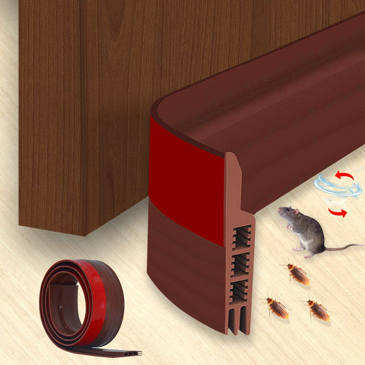 Door Draft Stopper, 37 Inch Under Door Sweep Bottom Blocker with Rubber Seal Strip, Under Door Seal for Exterior/Interior, Soundproof Weather Stripping Door Seal(White) 1PC Brown