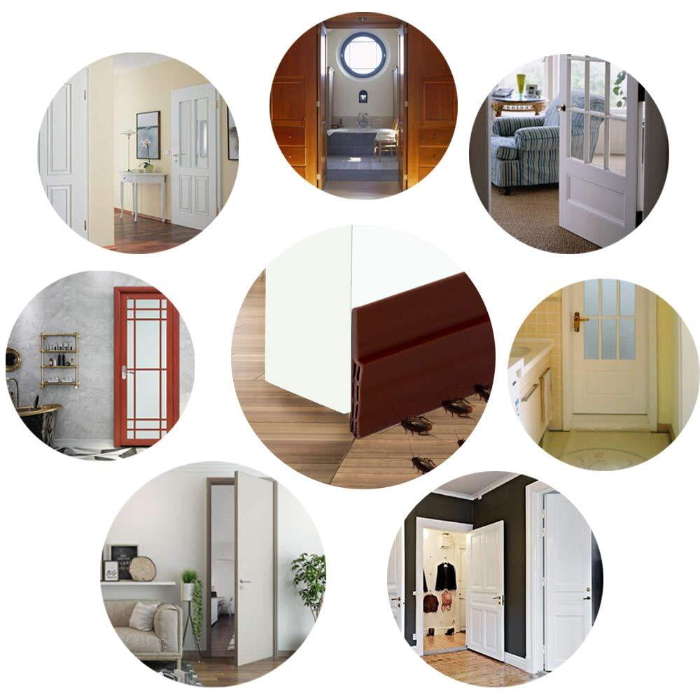 Door Draft Stopper, 37 Inch Under Door Sweep Bottom Blocker with Rubber Seal Strip, Under Door Seal for Exterior/Interior, Soundproof Weather Stripping Door Seal(White) 1PC Brown