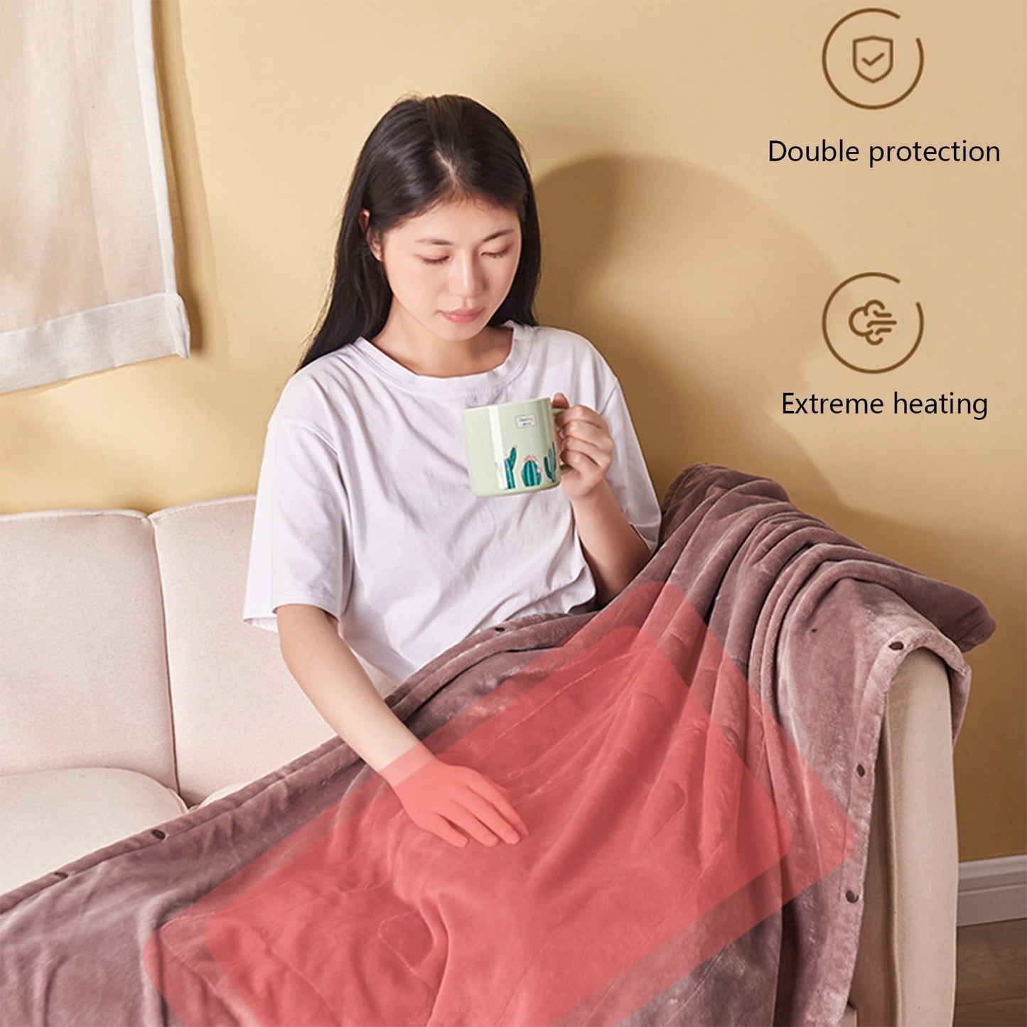 Cotton Blankets Queen Size Usb Electric Blanket Single Blanket Household Single Control Intelligent Temperature Regulating Dormitory Electric Mattress Warm Fuzzy Blanket White