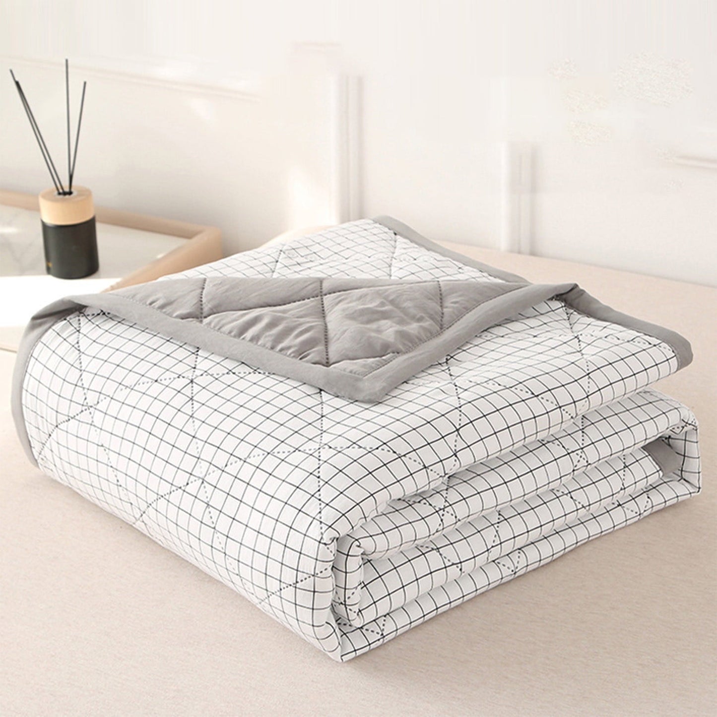 Summercome Cooling Quilt, Thin Quilts Summer Lightweight Comforter, Full Washed Cotton, Machine Washable, Soft Comfy Breathable Sleep Blanket for Hot Sleeper, Ultra-Cool Lightweight (Blue, Queen) Queen Green