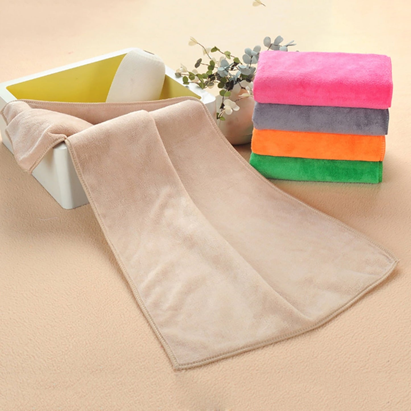 1Pc Microfiber Hair Towel Soft Super Absorbent Microfiber Microfiber Hair Towel Wraps Women for Gym Khaki Green