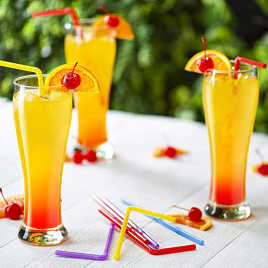 OYIGU 600 Pcs Flexible Plastic Straws, Colorful Disposable Bendy Party Fancy Straws, Individual Package Drinking Straws, Long Straws Party Decorations, for Home, Parties Hot sale, 50pcs