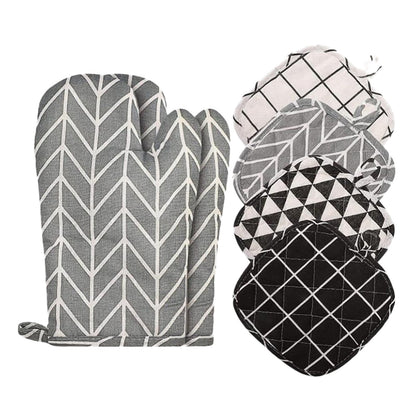 Poaug Oven Mitts on Sale Clearance 2Pc Oven Gloves Grill Gloves Slippery Cooking Gloves for Cooking Baking Grilling Yellow Grey