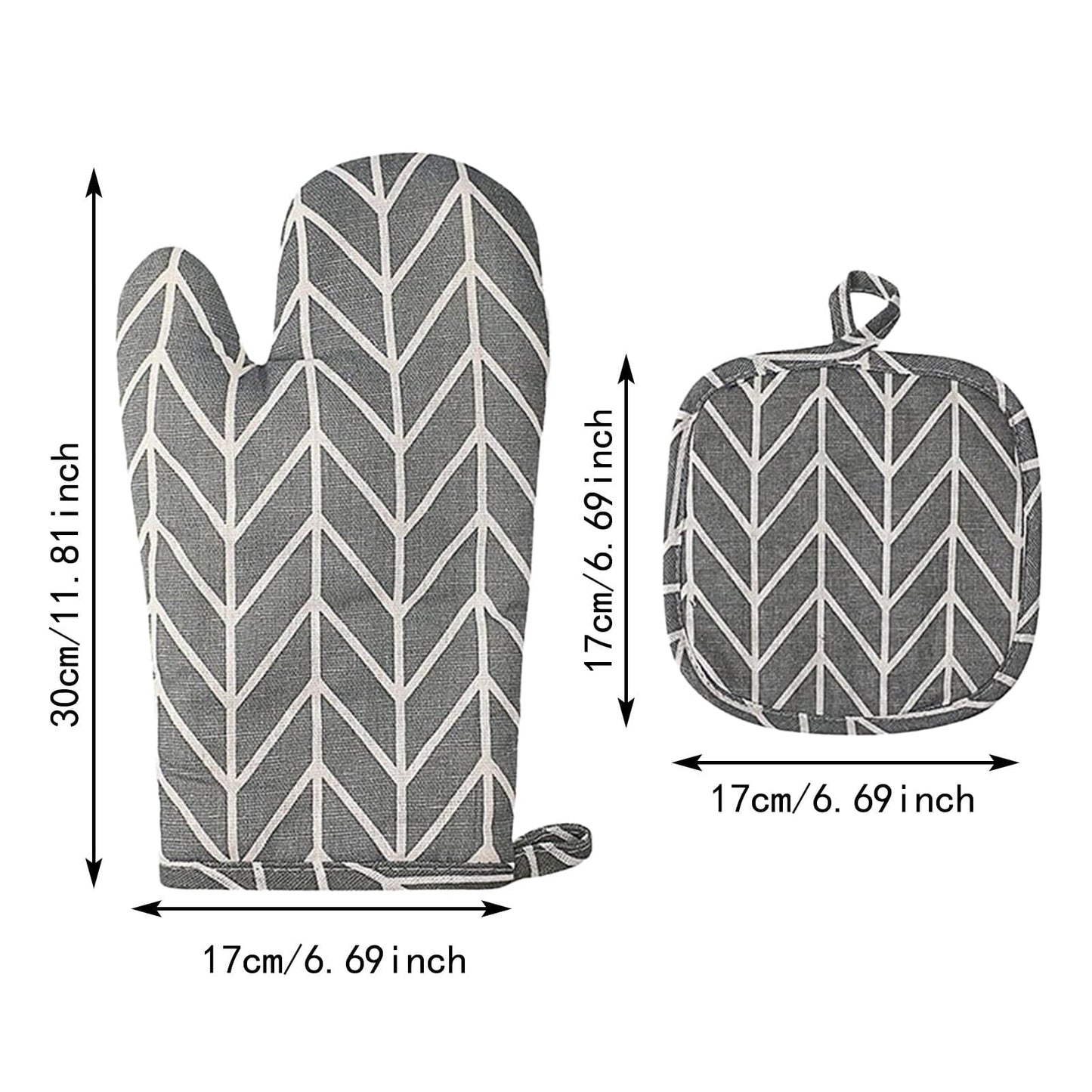Poaug Oven Mitts on Sale Clearance 2Pc Oven Gloves Grill Gloves Slippery Cooking Gloves for Cooking Baking Grilling Yellow Grey