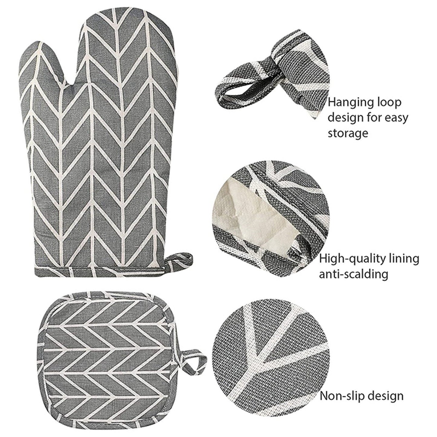 Poaug Oven Mitts on Sale Clearance 2Pc Oven Gloves Grill Gloves Slippery Cooking Gloves for Cooking Baking Grilling Yellow Grey