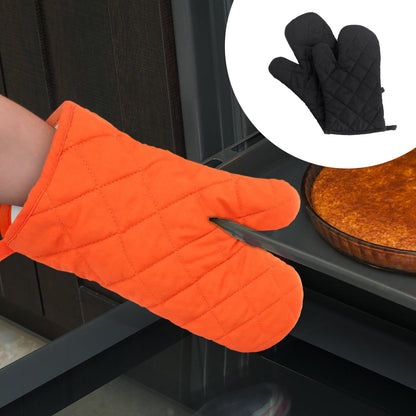 Poaug Oven Mitts on Sale Clearance 2Pc Oven Gloves Grill Gloves Slippery Cooking Gloves for Cooking Baking Grilling Yellow Z4-Black