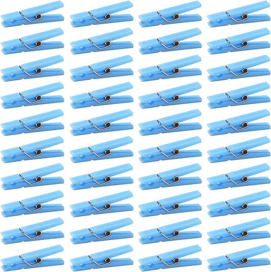 Tutuviw 100Pcs Blue Clothes Pins for Baby Shower Game Mini Premium Plastic Clothespins Small Baby Shower Decorations for Party Gender Reveal Game DIY Blue