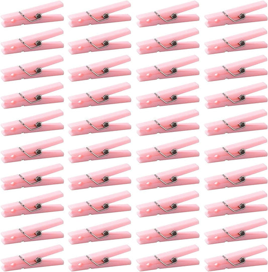 Tutuviw 100Pcs Blue Clothes Pins for Baby Shower Game Mini Premium Plastic Clothespins Small Baby Shower Decorations for Party Gender Reveal Game DIY Pink