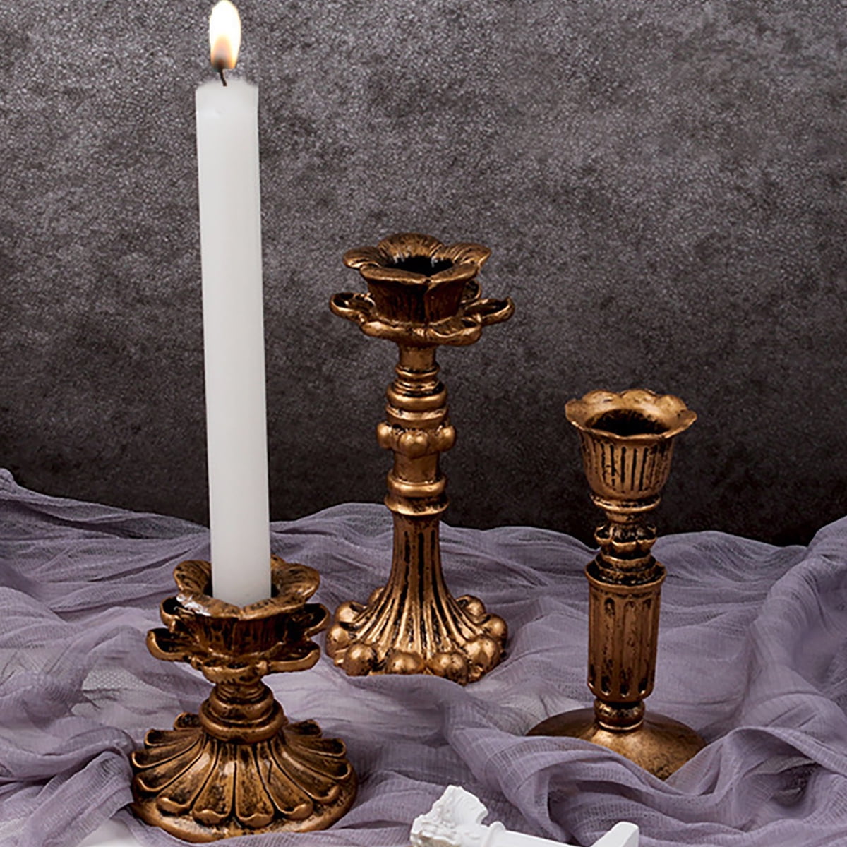 Visland Candlestick Holders , Brass Gold Candlestick Holder Set Candle Stick Holders Decorative Candlestick Stand for Wedding Party Dinning as shown 096.