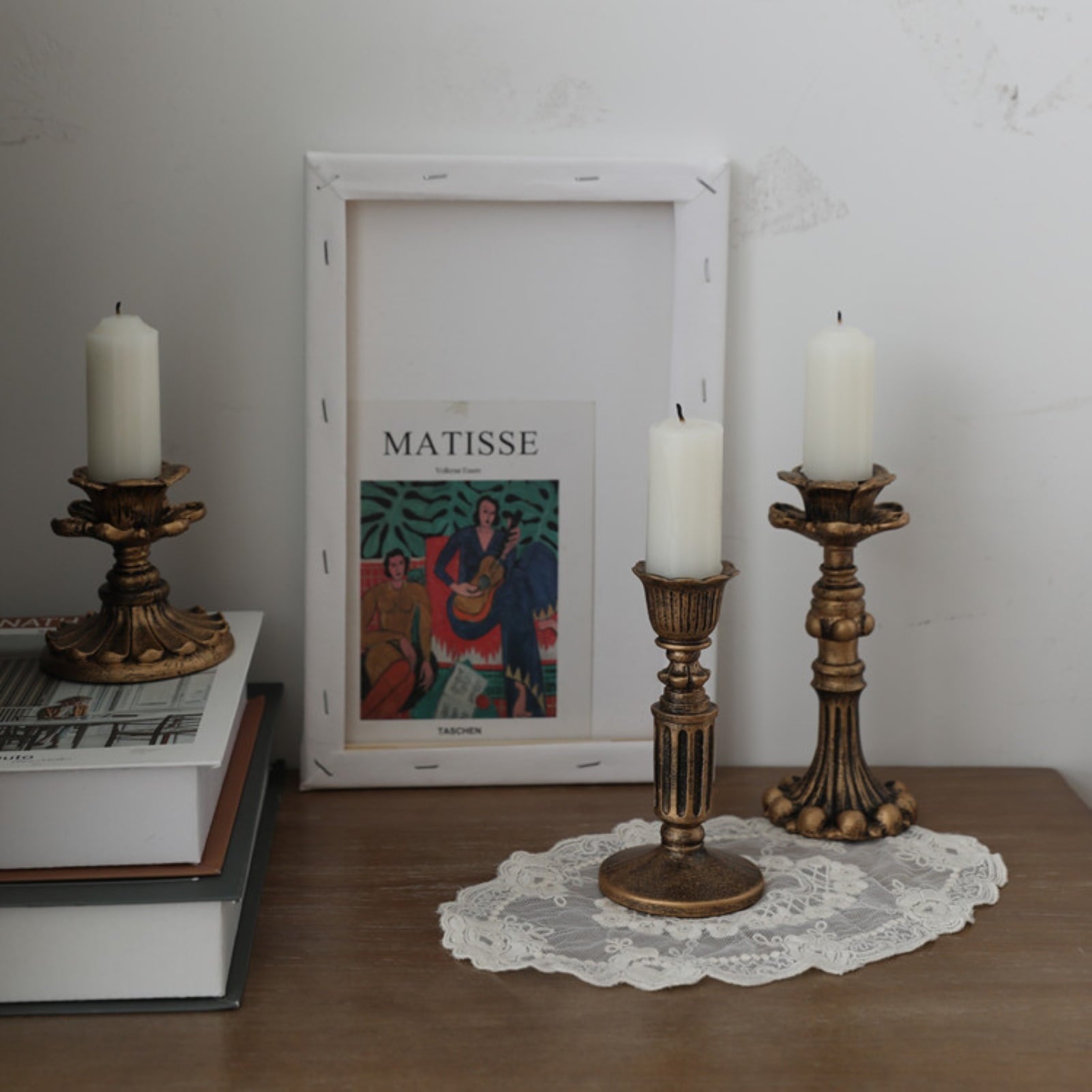 Visland Candlestick Holders , Brass Gold Candlestick Holder Set Candle Stick Holders Decorative Candlestick Stand for Wedding Party Dinning as shown 096.