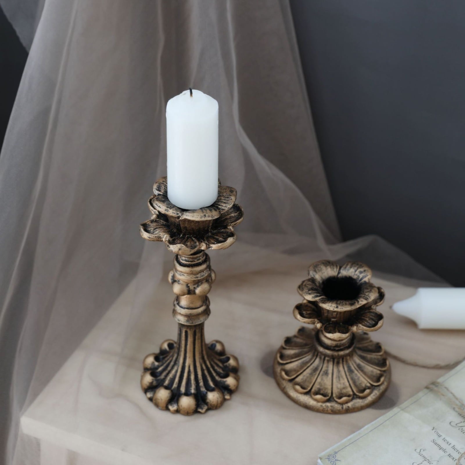 Visland Candlestick Holders , Brass Gold Candlestick Holder Set Candle Stick Holders Decorative Candlestick Stand for Wedding Party Dinning as shown 096.