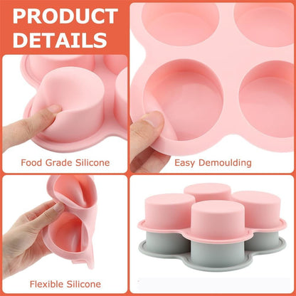Tutuviw 2Pcs Reusable Silicone Air Fryer Egg Mold Cupcake and Muffin Pan Non-Stick Air Fryer Baking Pan 4 Cavity Silicone Muffin Pans Muffin Cups for Baking(Blue+Pink)