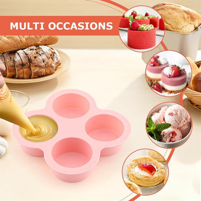 Tutuviw 2Pcs Reusable Silicone Air Fryer Egg Mold Cupcake and Muffin Pan Non-Stick Air Fryer Baking Pan 4 Cavity Silicone Muffin Pans Muffin Cups for Baking(Blue+Pink)