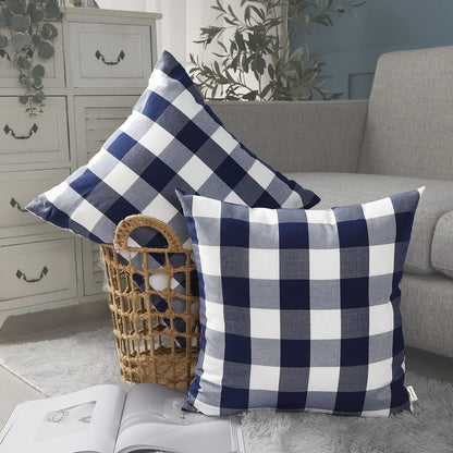 Light Blue Farmhouse Buffalo Plaid Pillow Covers 18x18 Set of 2 Patio Outdoor Decor Neutral Checkered Pillow Covers 18 x 18, Blue and White Gingham Plaid Check 18"x18", Set of 2 Burgundy