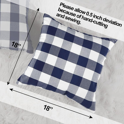 Light Blue Farmhouse Buffalo Plaid Pillow Covers 18x18 Set of 2 Patio Outdoor Decor Neutral Checkered Pillow Covers 18 x 18, Blue and White Gingham Plaid Check 18"x18", Set of 2 Burgundy