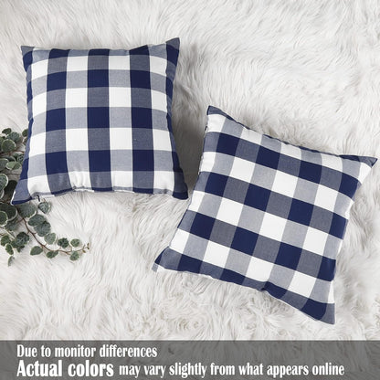 Light Blue Farmhouse Buffalo Plaid Pillow Covers 18x18 Set of 2 Patio Outdoor Decor Neutral Checkered Pillow Covers 18 x 18, Blue and White Gingham Plaid Check 18"x18", Set of 2 Burgundy