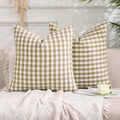 Light Blue Farmhouse Buffalo Plaid Pillow Covers 18x18 Set of 2 Patio Outdoor Decor Neutral Checkered Pillow Covers 18 x 18, Blue and White Gingham Plaid Gingham 18"x18", Set of 2 Greyish Green
