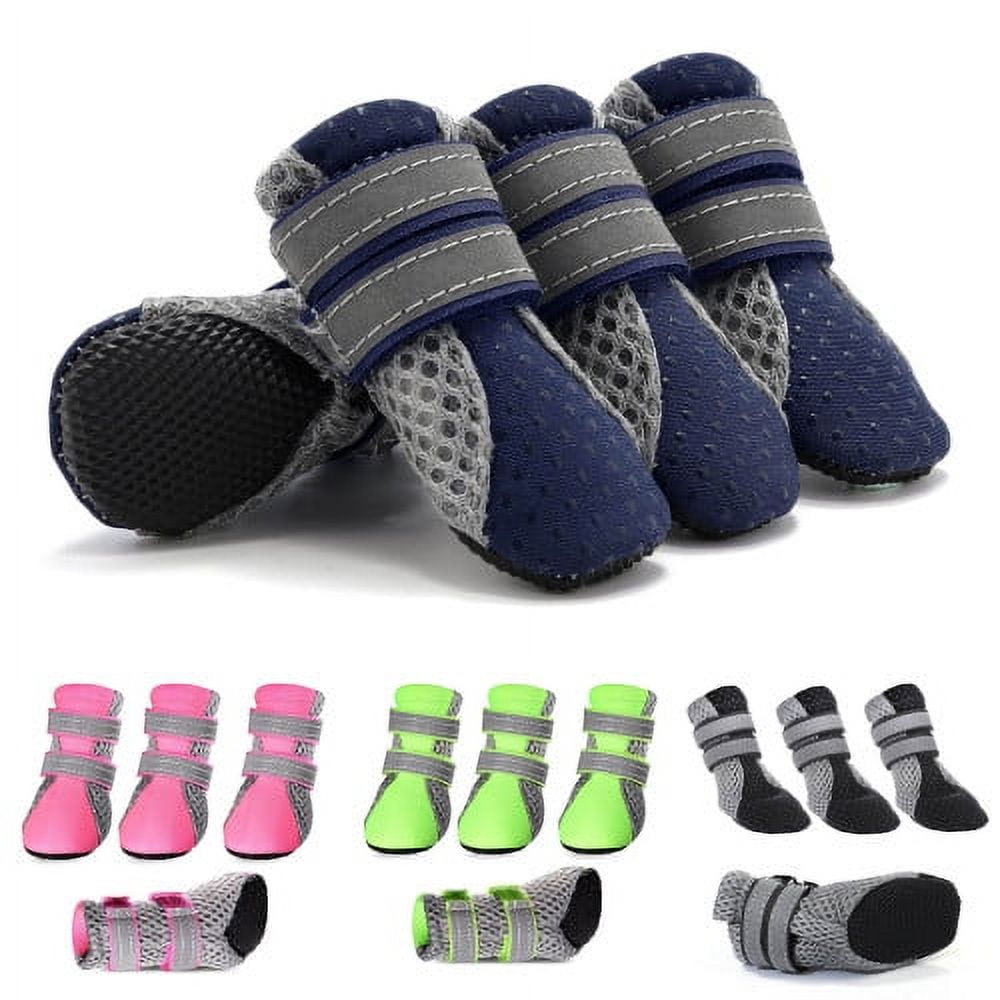 SPRING PARK Small Dog Shoes, Slip Resistant 4pcs Dog Puppy Boots Booties Pet Sneakers with Reflective Fastener Tape for Small Medium Dogs, Protect Paws Easy to Wear Daily Use XL Black