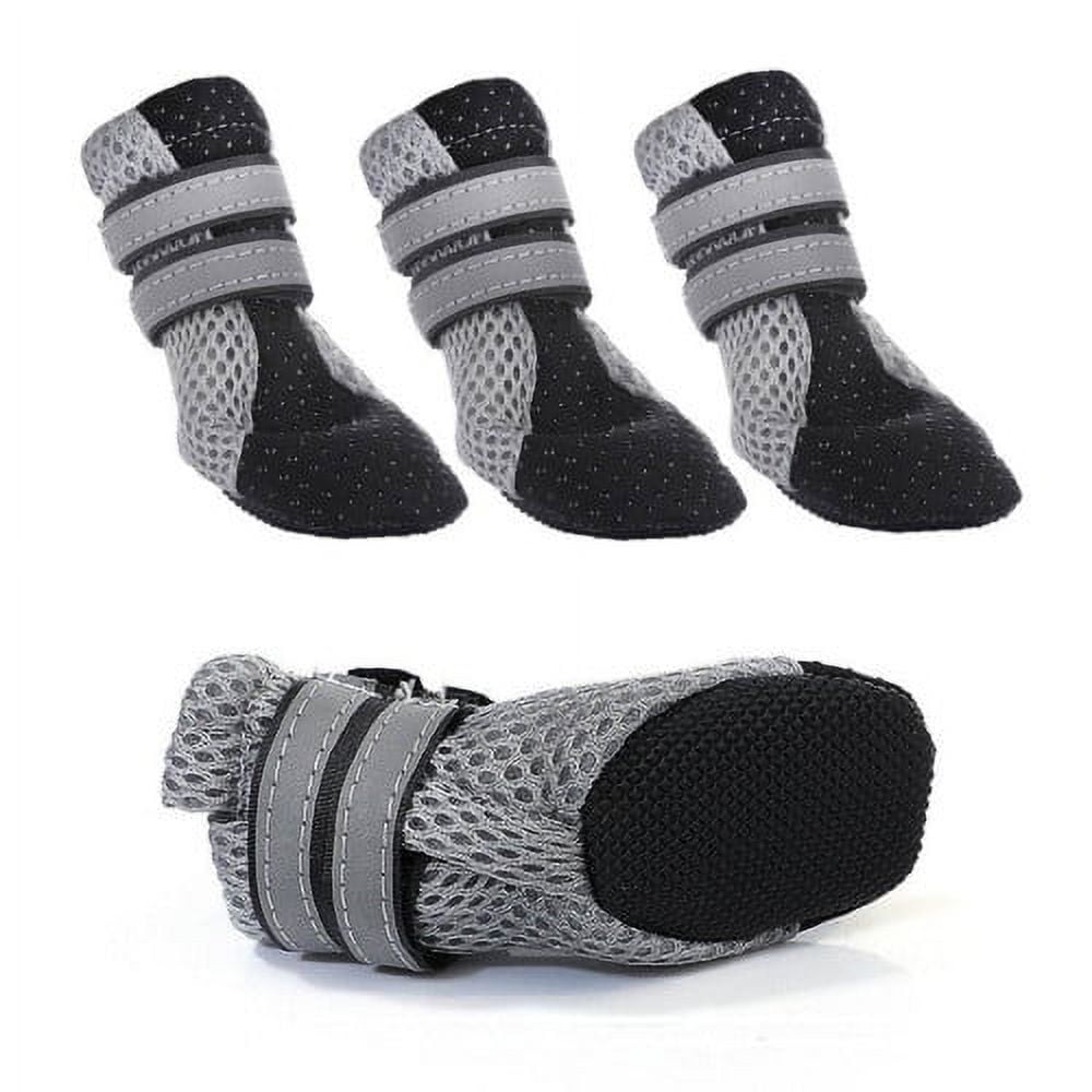 SPRING PARK Small Dog Shoes, Slip Resistant 4pcs Dog Puppy Boots Booties Pet Sneakers with Reflective Fastener Tape for Small Medium Dogs, Protect Paws Easy to Wear Daily Use XL Black