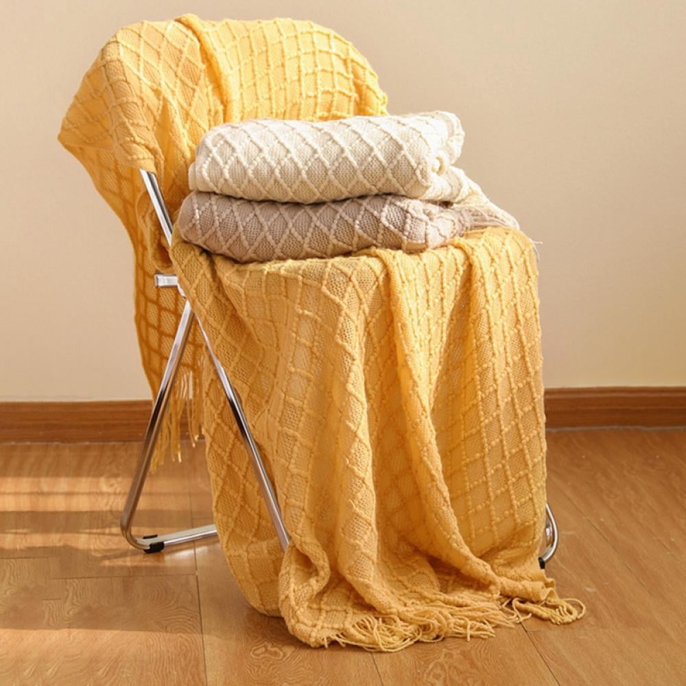 Throw Blanket for Couch 50 x 60 inches Knit Woven Blankets Cozy Lightweight Decorative Throw for Bed and Living Room,Beige Brick red