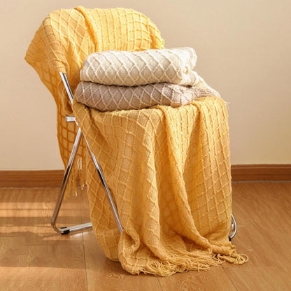 Throw Blanket for Couch 50 x 60 inches Knit Woven Blankets Cozy Lightweight Decorative Throw for Bed and Living Room,Beige Brick red