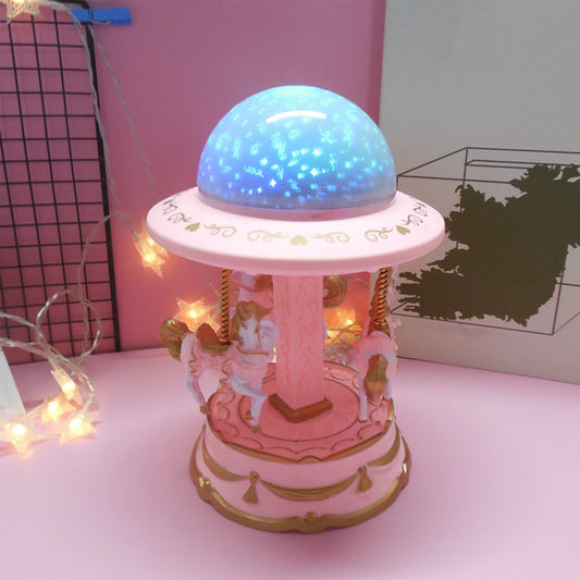 Holiday Toy List Tarmeek Carousel Music Box For Girls Creative Star Projection Lantern Carousel Music Box Music Box Girl Holiday Gift Christmas Gifts 19x14x14cm(7.5x5.5x5.5in). Pink