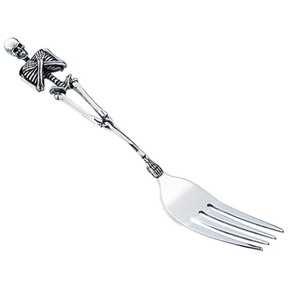 Darzheoy Stainless Steel Skeleton Skull Spoon and Fork Flatware Tableware Gifts for Halloween Easter and Christmas (Spoon) B