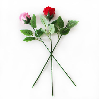 HOOWIFFY 30 Pcs Green Rose Stems with Leaves Floral Wire for Flower Arrangement and Craft Decoration