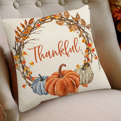 Darzheoy Fall Pillow Covers 18 x 18 inch Pumpkin Maple leaves Throw Pillow Covers Outdoor Autumn Thanksgiving Harvest Farmhouse Pillowcase Cushion Case for Home Sofa Fall Decor C